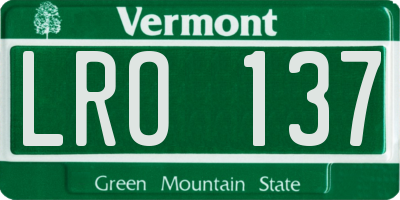 VT license plate LRO137