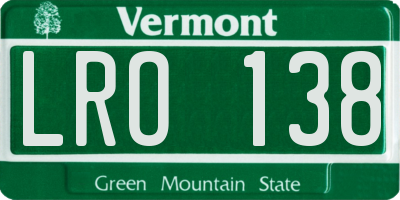 VT license plate LRO138