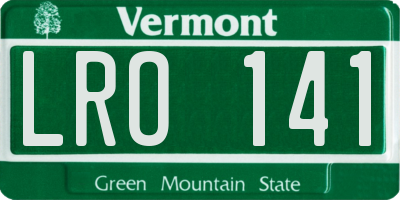 VT license plate LRO141
