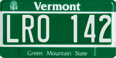 VT license plate LRO142