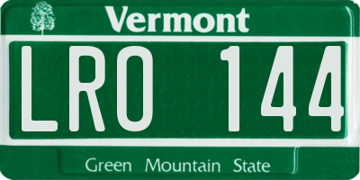 VT license plate LRO144
