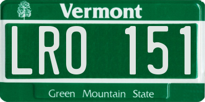 VT license plate LRO151