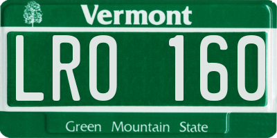 VT license plate LRO160