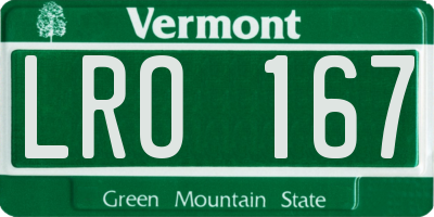 VT license plate LRO167
