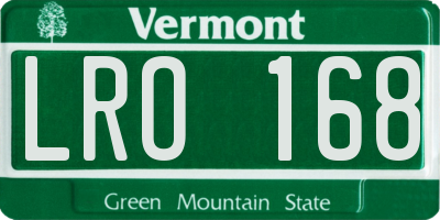 VT license plate LRO168