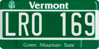 VT license plate LRO169