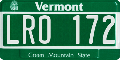 VT license plate LRO172