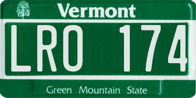 VT license plate LRO174