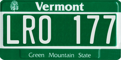 VT license plate LRO177