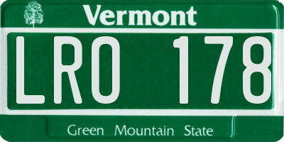 VT license plate LRO178