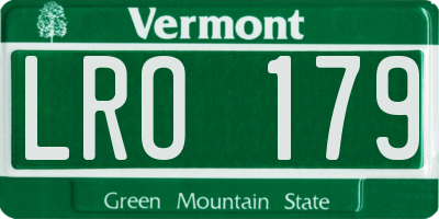 VT license plate LRO179