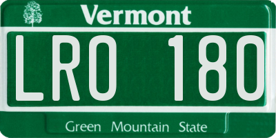 VT license plate LRO180