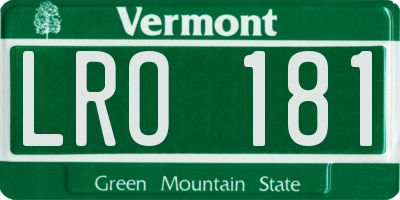 VT license plate LRO181