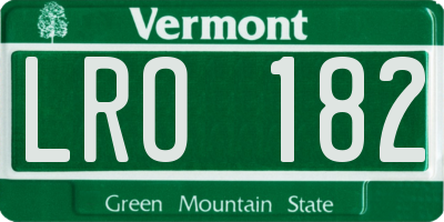 VT license plate LRO182