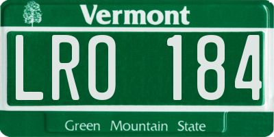 VT license plate LRO184