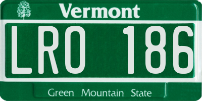 VT license plate LRO186