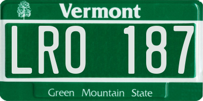 VT license plate LRO187