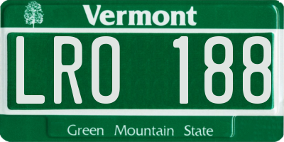VT license plate LRO188
