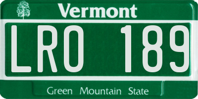 VT license plate LRO189