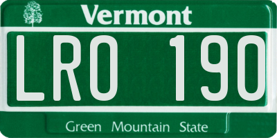 VT license plate LRO190