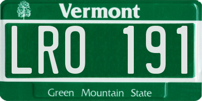 VT license plate LRO191