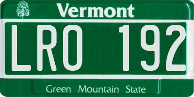 VT license plate LRO192