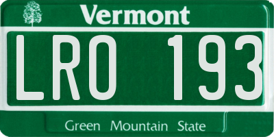 VT license plate LRO193