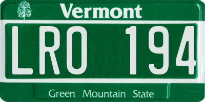 VT license plate LRO194