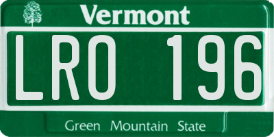 VT license plate LRO196