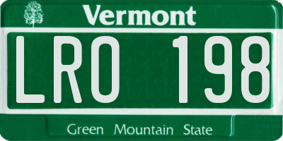 VT license plate LRO198