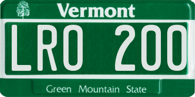 VT license plate LRO200