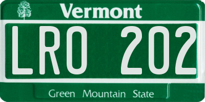 VT license plate LRO202