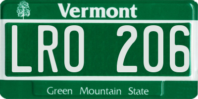 VT license plate LRO206