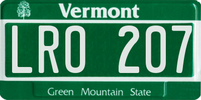 VT license plate LRO207