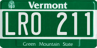 VT license plate LRO211