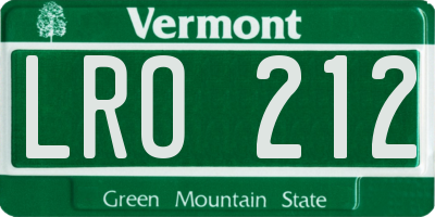 VT license plate LRO212