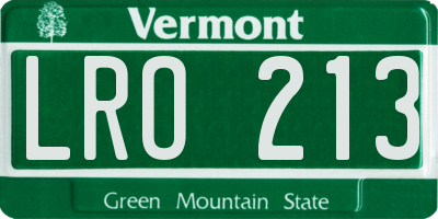 VT license plate LRO213