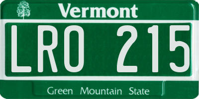 VT license plate LRO215