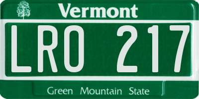 VT license plate LRO217