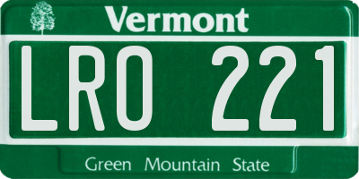 VT license plate LRO221