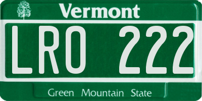 VT license plate LRO222