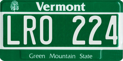 VT license plate LRO224