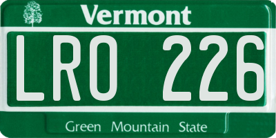 VT license plate LRO226