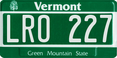 VT license plate LRO227