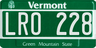VT license plate LRO228
