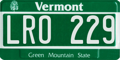 VT license plate LRO229