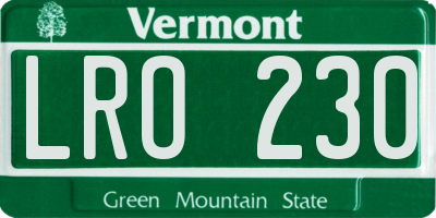 VT license plate LRO230