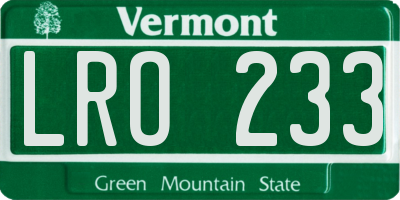VT license plate LRO233