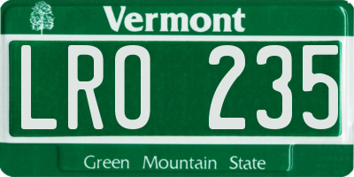 VT license plate LRO235