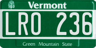 VT license plate LRO236
